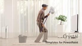  Presentation with elderly home - Presentation theme featuring profile-shot-of-an-elderly background and a soft green colored foreground