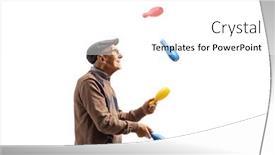  Presentation with juggling - Presentation theme featuring profile-shot-of-an-elderly background and a white colored foreground