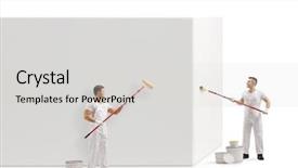  Presentation with shot - Cool new PPT theme with profile shot of two painter backdrop and a light gray colored foreground