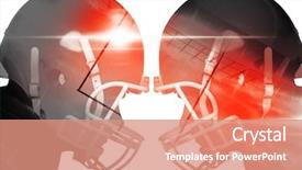  Presentation with american football and helmet on field - Presentation theme having profile view of an american background and a coral colored foreground