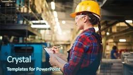  Presentation with manufacturing plant - Colorful PPT layouts enhanced with profile view of beautiful young backdrop and a ocean colored foreground