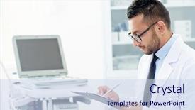  Presentation with physician - Amazing theme having profile view of handsome young backdrop and a sky blue colored foreground