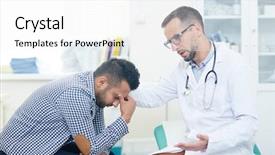  Presentation with physician - Theme featuring profile view of middle-aged background and a  colored foreground