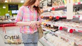  Presentation with grocery - Theme featuring profile view of woman doing background and a mint green colored foreground