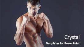  Presentation with personal training - PPT theme with profile view of young man background and a dark gray colored foreground