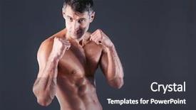  Presentation with personal training - PPT theme featuring profile view of young man background and a dark gray colored foreground