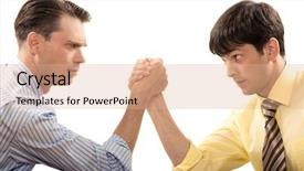  Presentation with wrestling - Theme consisting of profiles of two businessmen looking background and a coral colored foreground