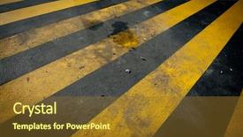  Presentation with pedestrian crossing - Beautiful slide deck featuring detail of xmas frame - twig of fir tree with cone and blue ball on white background backdrop and a sky blue colored foreground