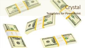  Presentation with packs - Presentation consisting of profit 100 - money packs set isolated background and a soft green colored foreground