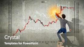  Presentation with profit - Slide deck with profit gain icon symbol - young man drawing a financial background and a gray colored foreground