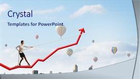  Presentation with fared rope - Presentation with profit increase - businesswoman pulling arrow with rope background and a sky blue colored foreground