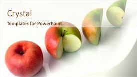  Presentation with health apples and education - Cool new PPT theme with profit increase - four apples conceptual backdrop and a cream colored foreground