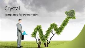  Presentation with plant - Slide set with profit increase - image of businessman watering plant background and a light gray colored foreground