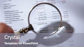  Presentation with profit loss - Cool new PPT layouts with profit loss - businessman holding a magnifying glass backdrop and a gray colored foreground