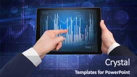  Presentation with financial system - Presentation theme with profit loss - first person hand using tablet background and a ocean colored foreground