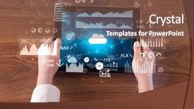  Presentation with cloud computing - Cool new PPT layouts with profit loss - hand holding tablet and checking backdrop and a tawny brown colored foreground