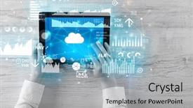  Presentation with management report system: mrs - Audience pleasing theme consisting of profit loss - hand holding tablet and checking backdrop and a light gray colored foreground