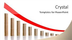  Presentation with height - Slides featuring profit loss - twelve stacks of coins decreasing background and a white colored foreground
