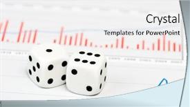  Presentation with financial report - Colorful presentation design enhanced with profit loss - two cube dice on financial backdrop and a white colored foreground