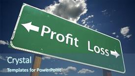  Presentation with profit loss - Beautiful presentation theme featuring profit loss road sign backdrop and a ocean colored foreground