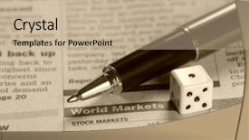  Presentation with report - Beautiful presentation theme featuring profit margins - world markets report pen backdrop and a mint green colored foreground