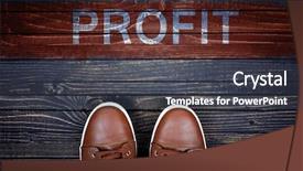  Presentation with profit - PPT theme consisting of profit message and sport shoes on wooden floor background and a dark gray colored foreground