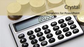  Presentation with calculator - Colorful presentation theme enhanced with profit shares - few stacks of coins backdrop and a lemonade colored foreground