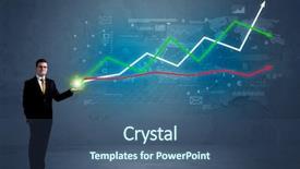  Presentation with stock market abstract business concept - Amazing slides having profitability growth - caucasian businessman holding a stock-market backdrop and a ocean colored foreground