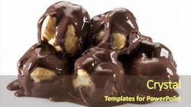  Presentation with chocolate dessert - Slide deck consisting of profiterole classic italian dessert background and a tawny brown colored foreground