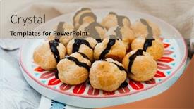  Presentation with vanilla - Beautiful slides featuring profiteroles - profiterole with vanilla and chocolate backdrop and a coral colored foreground