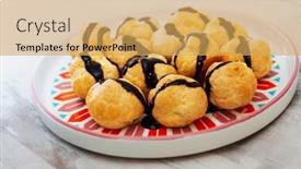  Presentation with vanilla - Cool new theme with profiterole with vanilla and chocolate sauce backdrop and a yellow colored foreground