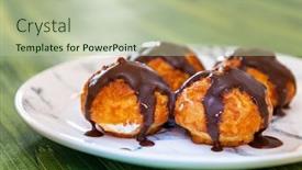  Presentation with vanilla - PPT layouts enhanced with profiterole-with-vanilla-and-chocolate background and a mint green colored foreground