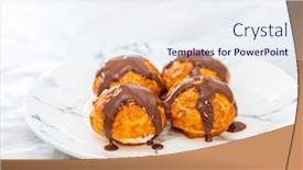  Presentation with vanilla - Slides consisting of profiterole-with-vanilla-and-chocolate background and a sky blue colored foreground