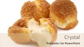  Presentation with dessert - Presentation theme consisting of profiteroles-small-custard-cakes background and a lemonade colored foreground