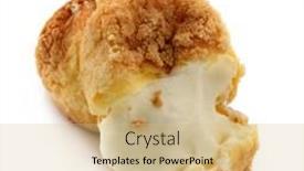  Presentation with dessert - Theme having profiteroles-small-custard-cakes background and a coral colored foreground