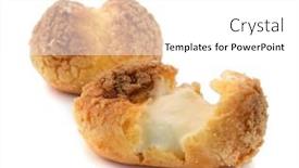  Presentation with dessert - PPT theme enhanced with profiteroles-small-custard-cakes background and a white colored foreground