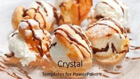  Presentation with ice cream - Colorful presentation enhanced with profiteroles with ice cream backdrop and a coral colored foreground