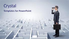  Presentation with future forward - Slide deck with prognosis - businessman standing on maze background and a sky blue colored foreground