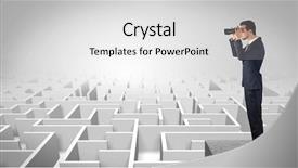  Presentation with future forward - Colorful slide deck enhanced with prognosis - businessman standing on maze backdrop and a  colored foreground