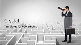  Presentation with future forward - PPT theme enhanced with prognosis - businessman standing on maze background and a white colored foreground