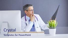  Presentation with roentgen - PPT theme consisting of prognosis - male doctor holding x-ray background and a lemonade colored foreground