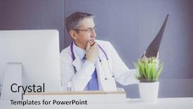  Presentation with roentgen - PPT layouts with prognosis - male doctor holding x-ray background and a light gray colored foreground