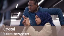  Presentation with african american startup - Presentation theme with program - black muslim female software developer background and a coral colored foreground