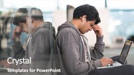  Presentation with computer software - PPT layouts with program development - young indian software developer man background and a gray colored foreground