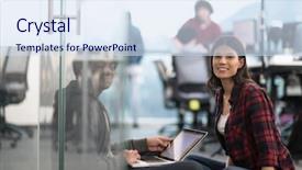  Presentation with creative writing - Cool new PPT theme with program development - young software developers couple using backdrop and a sky blue colored foreground