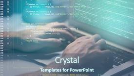  Presentation with development - Colorful PPT theme enhanced with program development concept young man backdrop and a ocean colored foreground