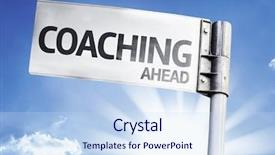  Presentation with coaching - Colorful PPT theme enhanced with program evaluation - coaching ahead written backdrop and a sky blue colored foreground