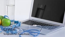  Presentation with weight loss - Cool new presentation theme with program menu - composition with measuring tape stethoscope backdrop and a  colored foreground