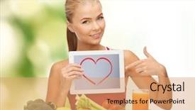  Presentation with technology health - Slide set consisting of program menu - fitness diet technology health background and a coral colored foreground