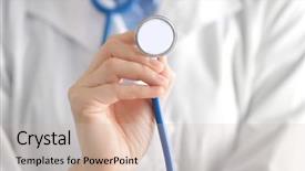  Presentation with medical robot hand and doctor - Beautiful theme featuring program menu - hand of young doctor backdrop and a soft green colored foreground